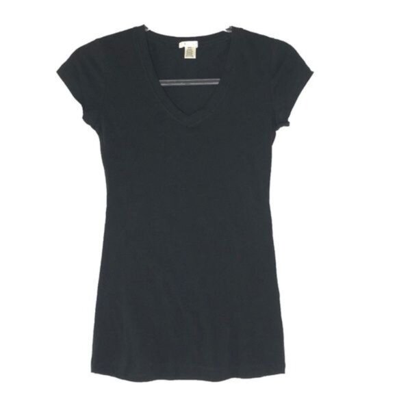 Bozzolo Tops - Basic Black V-Neck Short Sleeve Tee